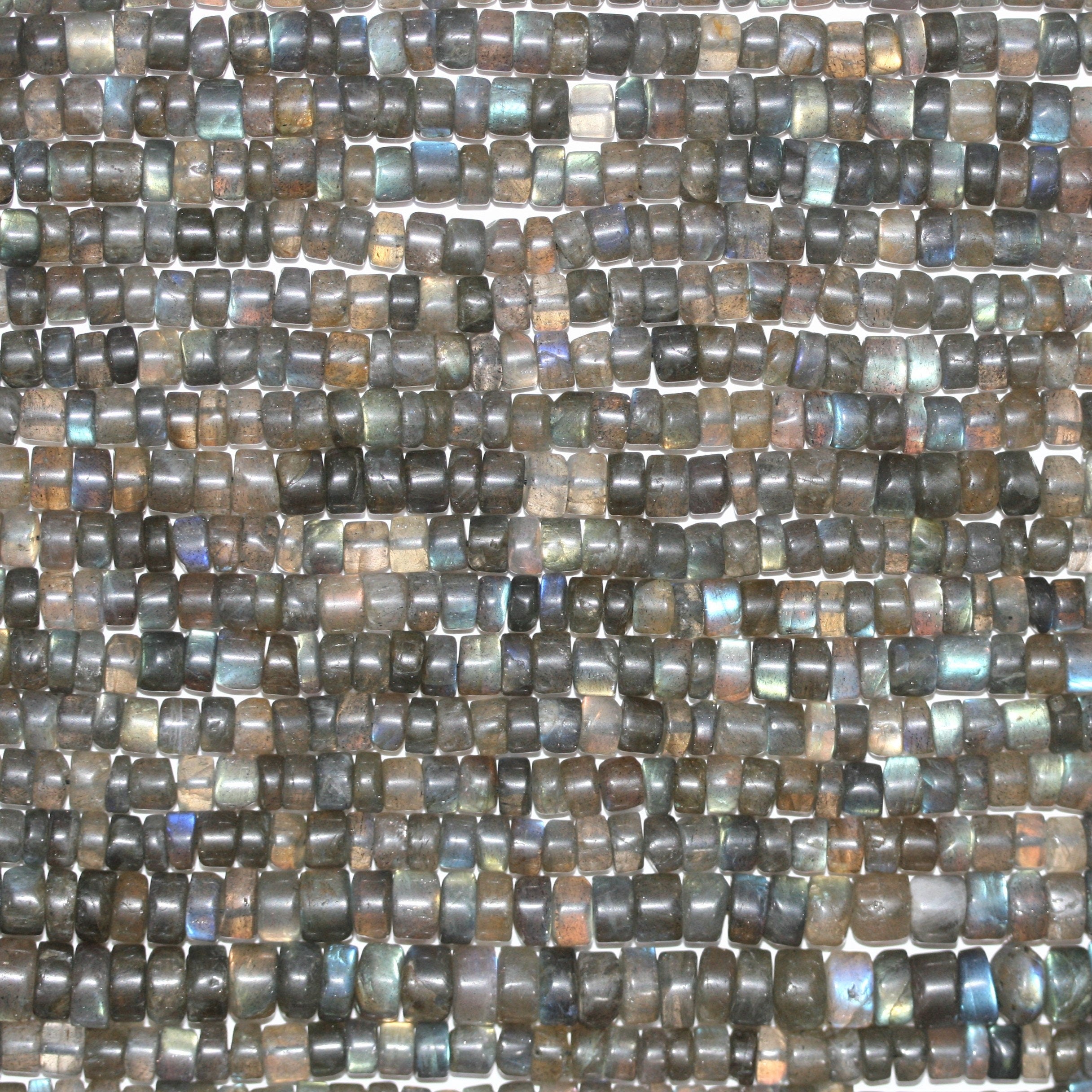 14" St Labradorite Smooth Disc Beads 7x4mm. Approx.- Strand 36cm.