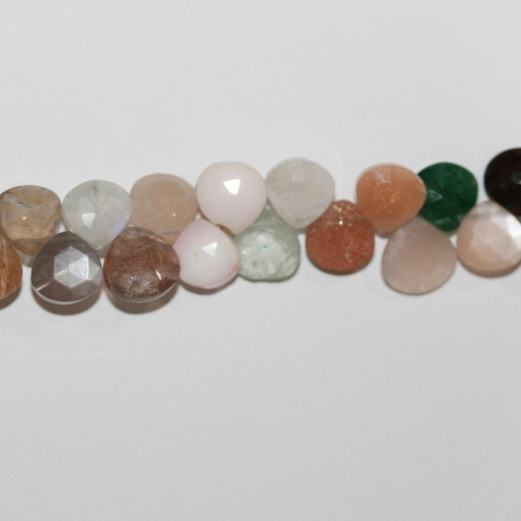 Perles en forme de goutte à facettes en pierre multiple de 8 pouces, 7-8 mm environ - Longueur du fil : 20 cm.