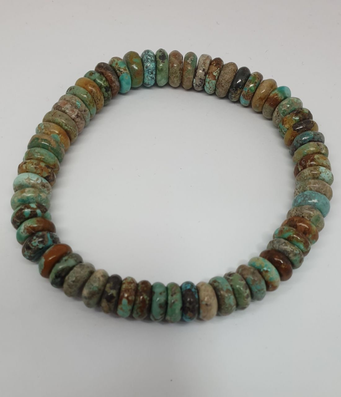 Bracelet extensible en turquoise naturelle, perles rondelles 10x5mm - Fournisseur de bijoux en perles de turquoise