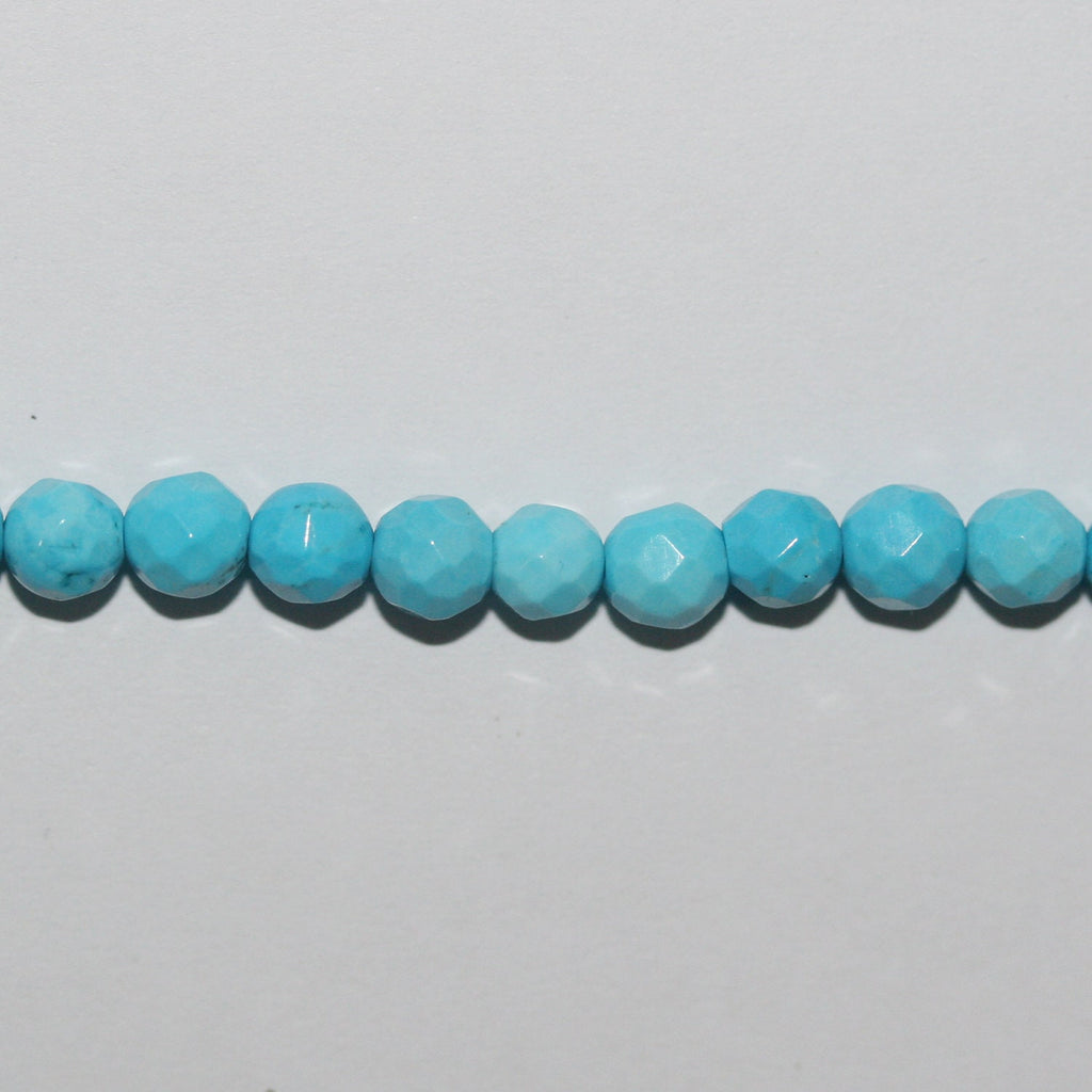 Perles rondes à facettes en turquoise St. de 15 pouces, 4-4,5 mm. - Fil de 39 cm.