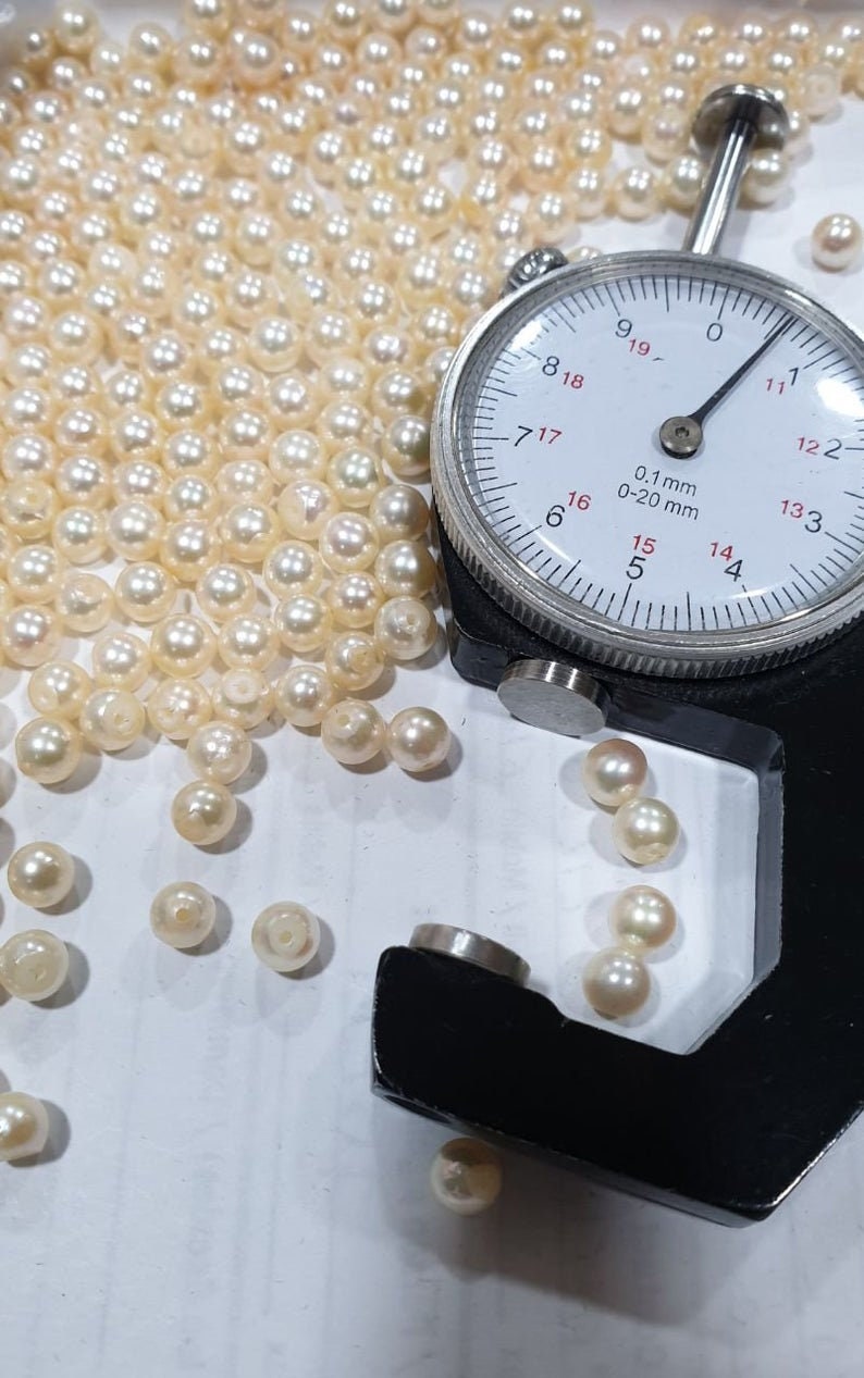 1 Pair Saltwater Top Luster Japanese Akoya Half Drilled Three Quarter 7.5-8mm Round Natural Cultured Pearl-Price Per 1 Pair- Pearl Earring