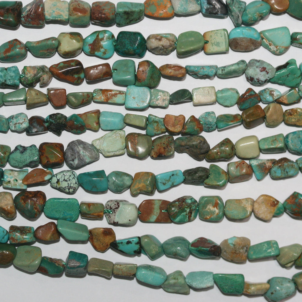 Cuentas irregulares lisas de turquesa de 16" (6-8 mm, aprox.), tira de 40 cm