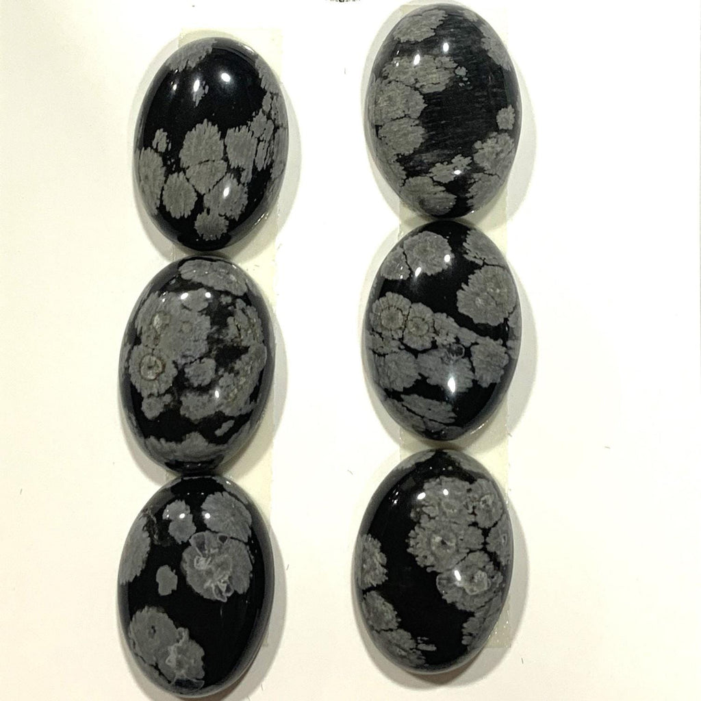 6 cabochons ovales en obsidienne Nevada (6 pièces) 18x13mm.
