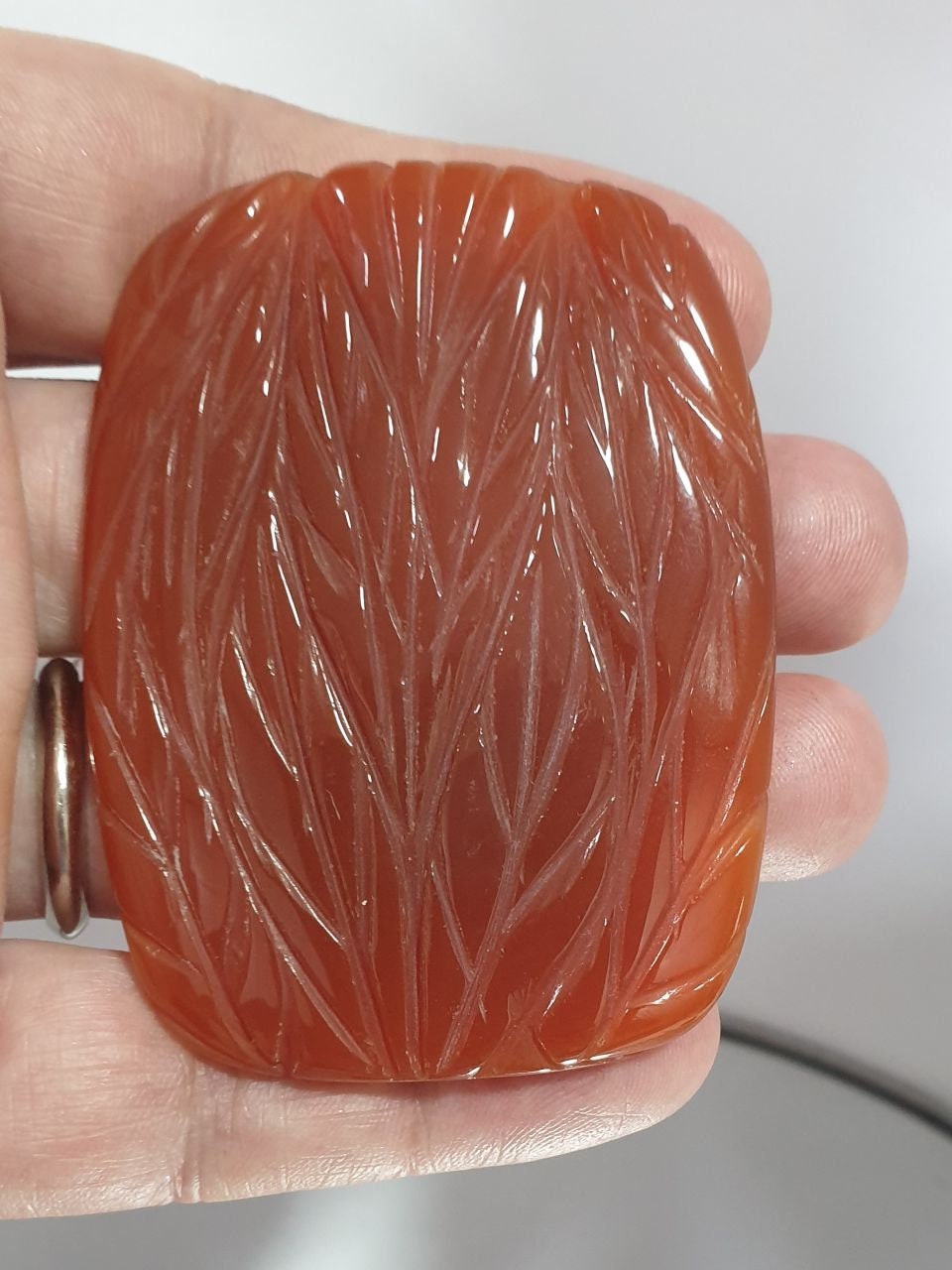 Handcrafted 202.85 ct Huge Carved In Carnelian Agate  Big Cabochon - Gemstone Carving- Unique Piece  62x45mm- One Of A kind Pendant