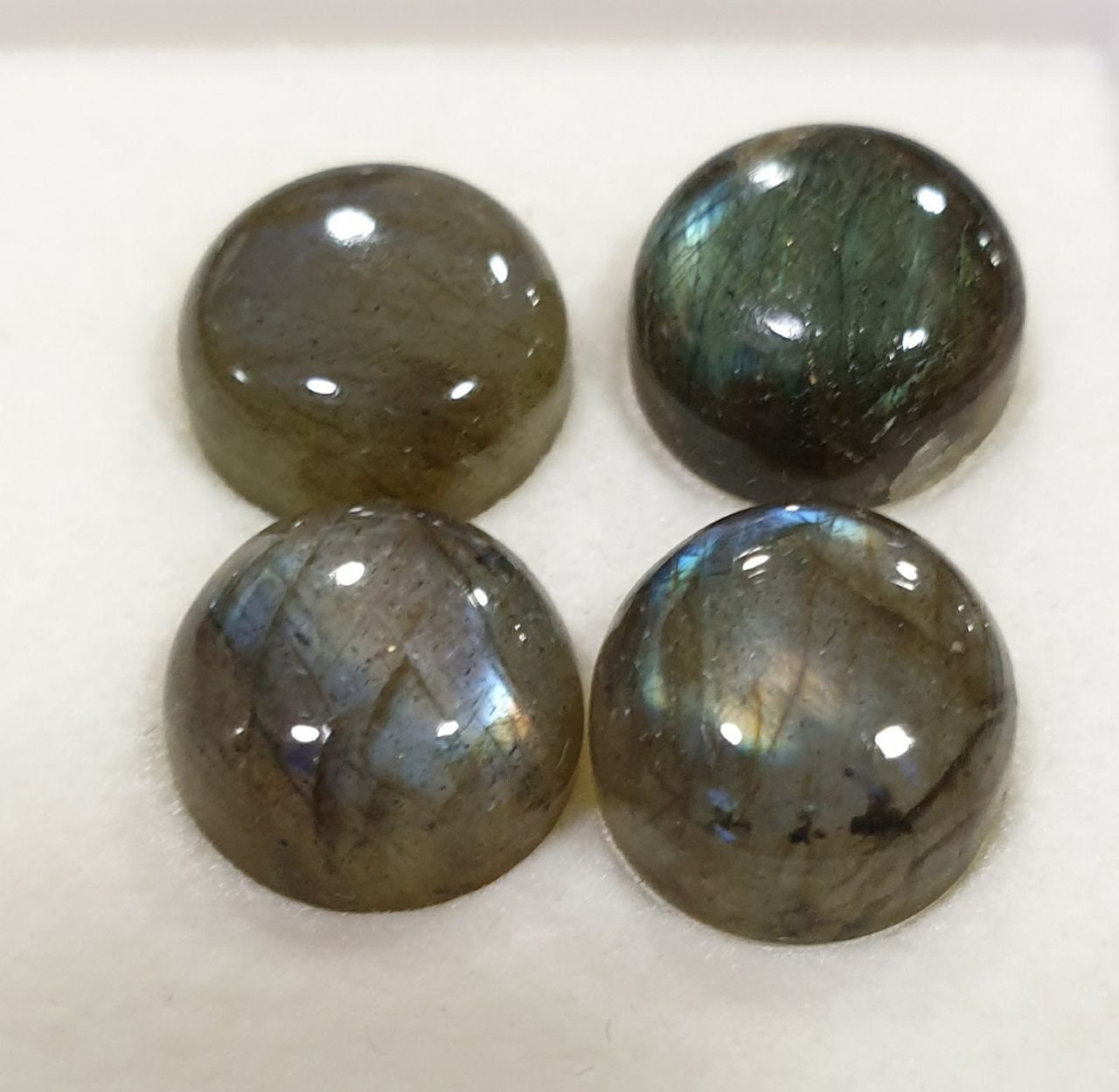 Lote de 4 cabujones redondos de labradorita de 11 mm (4 unidades)