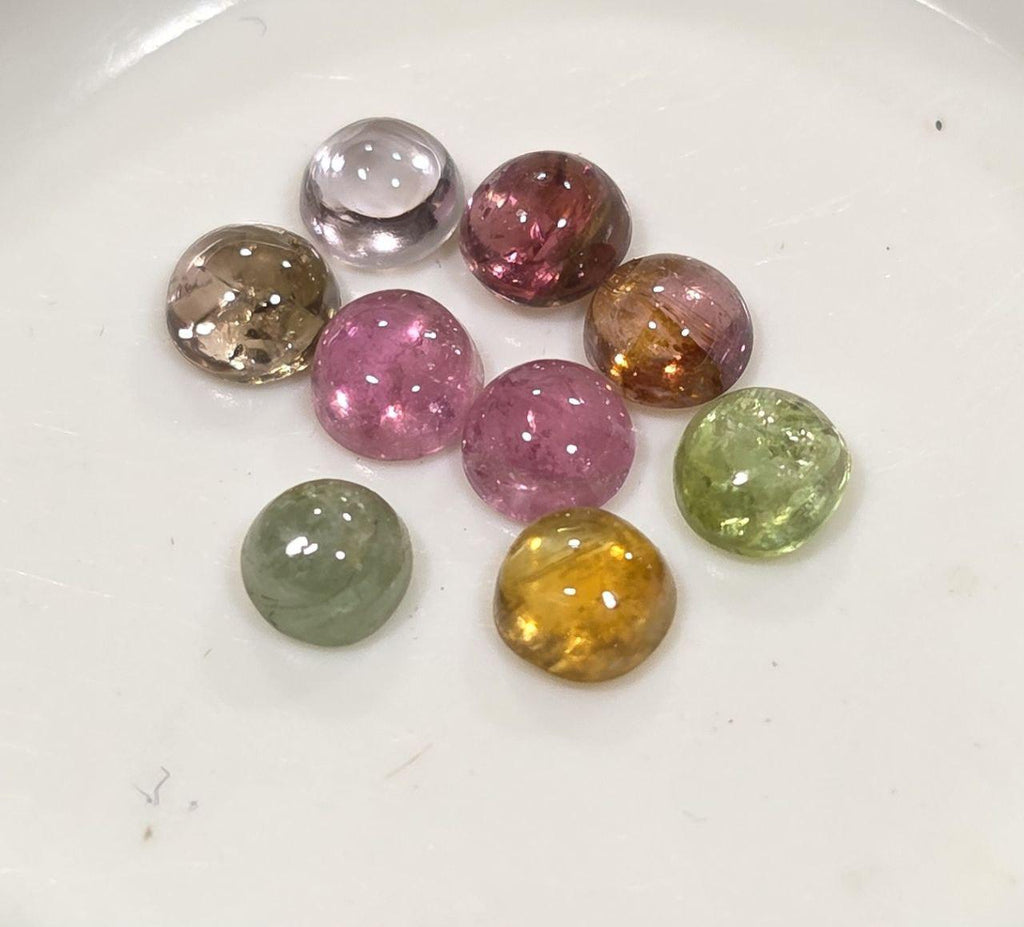 Tourmaline Lot Round Cabochons 3.5mm.-(9pcs)