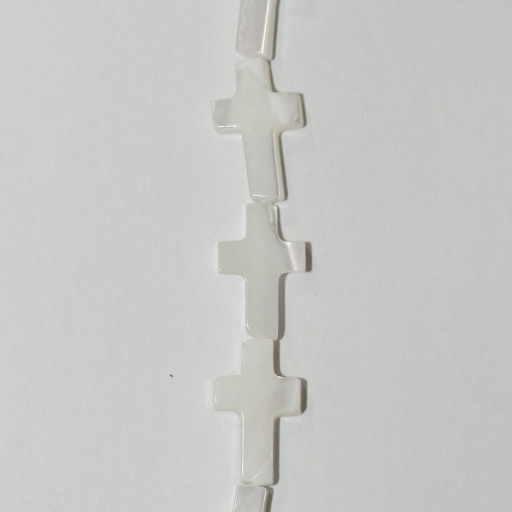 Cuentas cruzadas lisas St MOP de 16" (13 x 8 mm), hilo de 39 cm