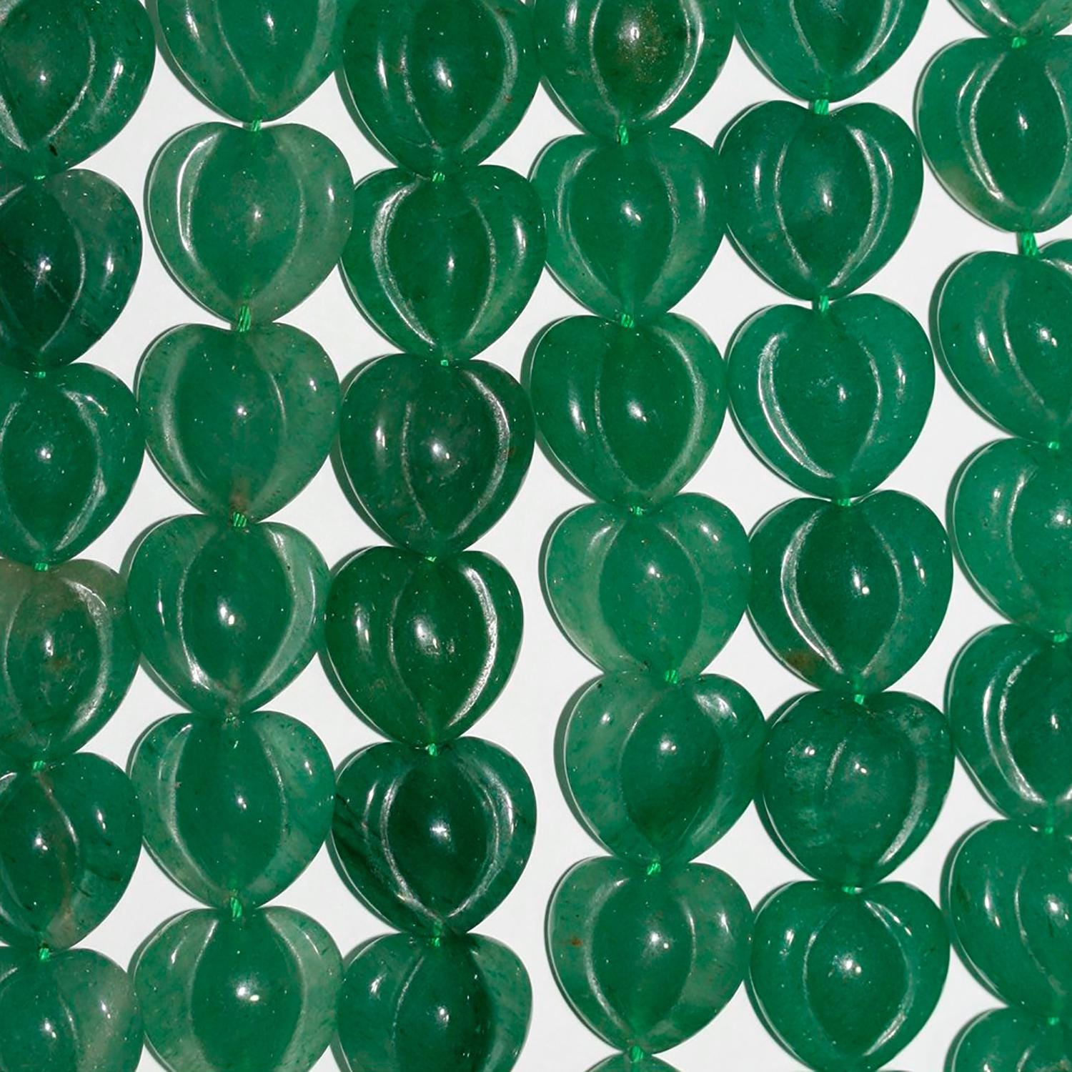 14" St Green Aventurine Carved Heart Beads 18mm.-Strand 40cm