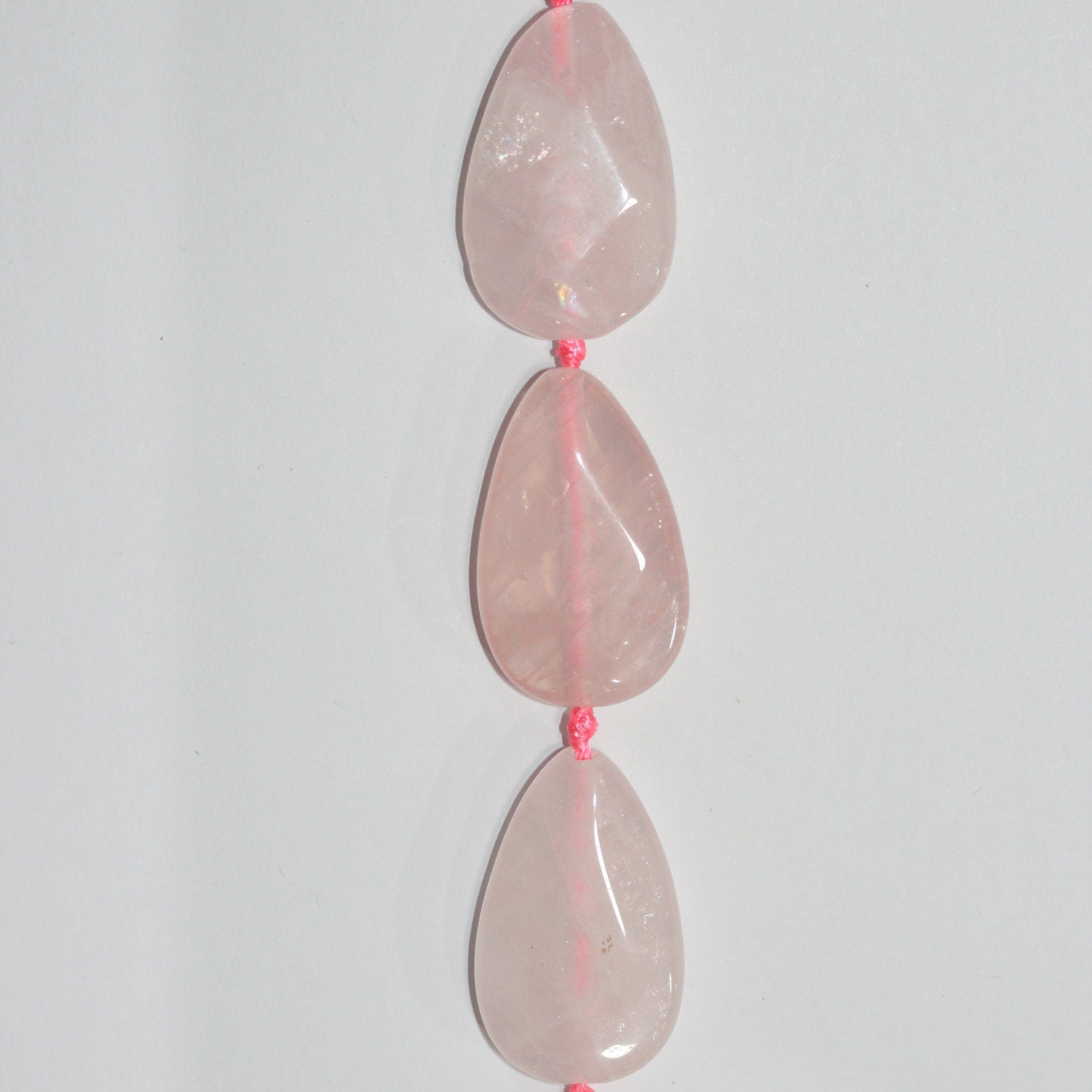 Perles plates lisses en quartz rose St 15" 35x20mm.-Rig 39cm.