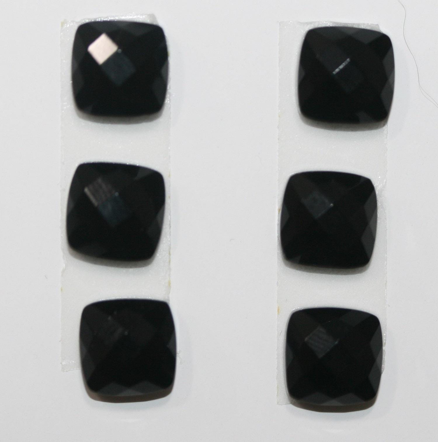 Lote de 6 cabujones cuadrados facetados de ónix de 8 mm (6 piezas)