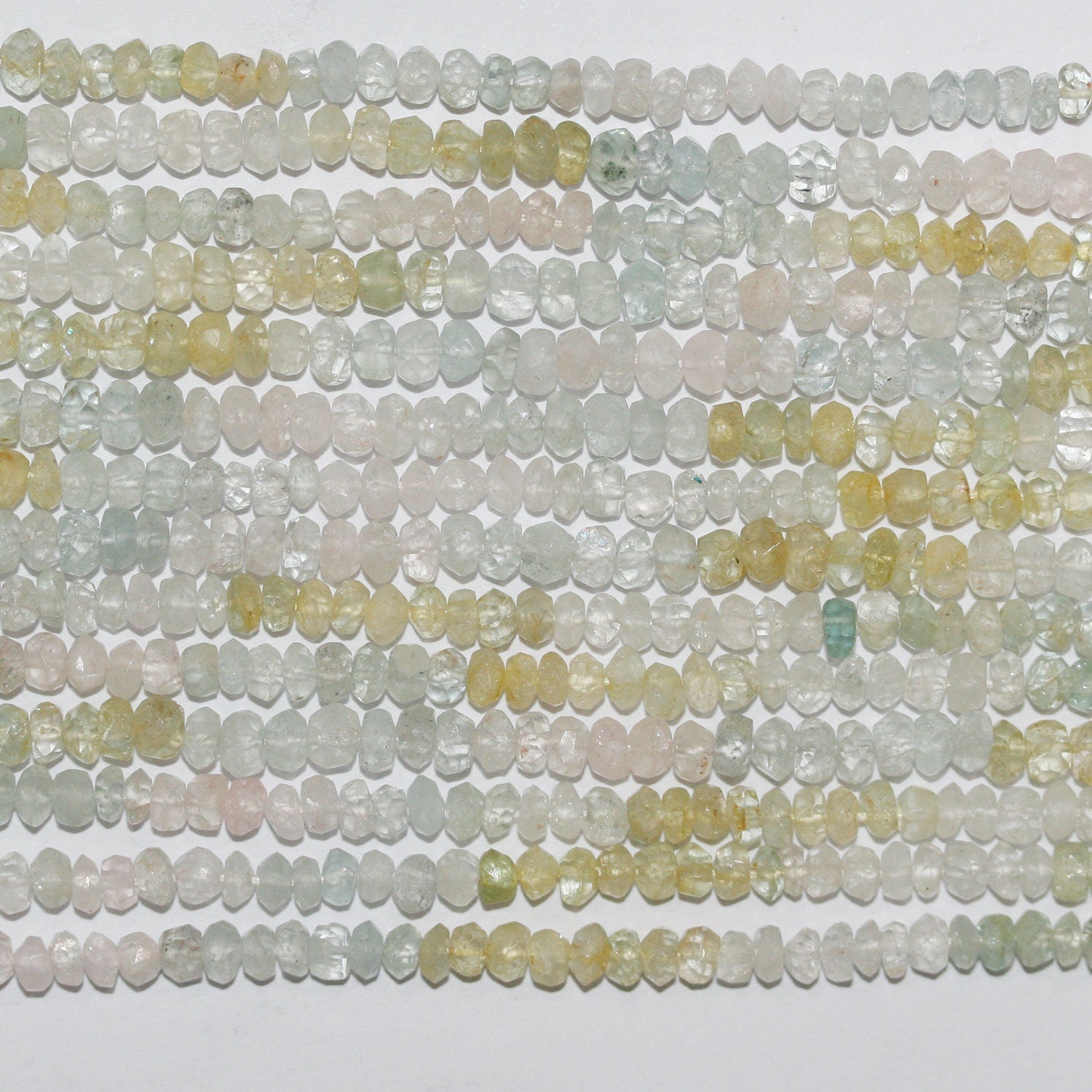 14" St Multi Beryl Faceted Rondelle Beads 4x2mm. Strand 37cm.