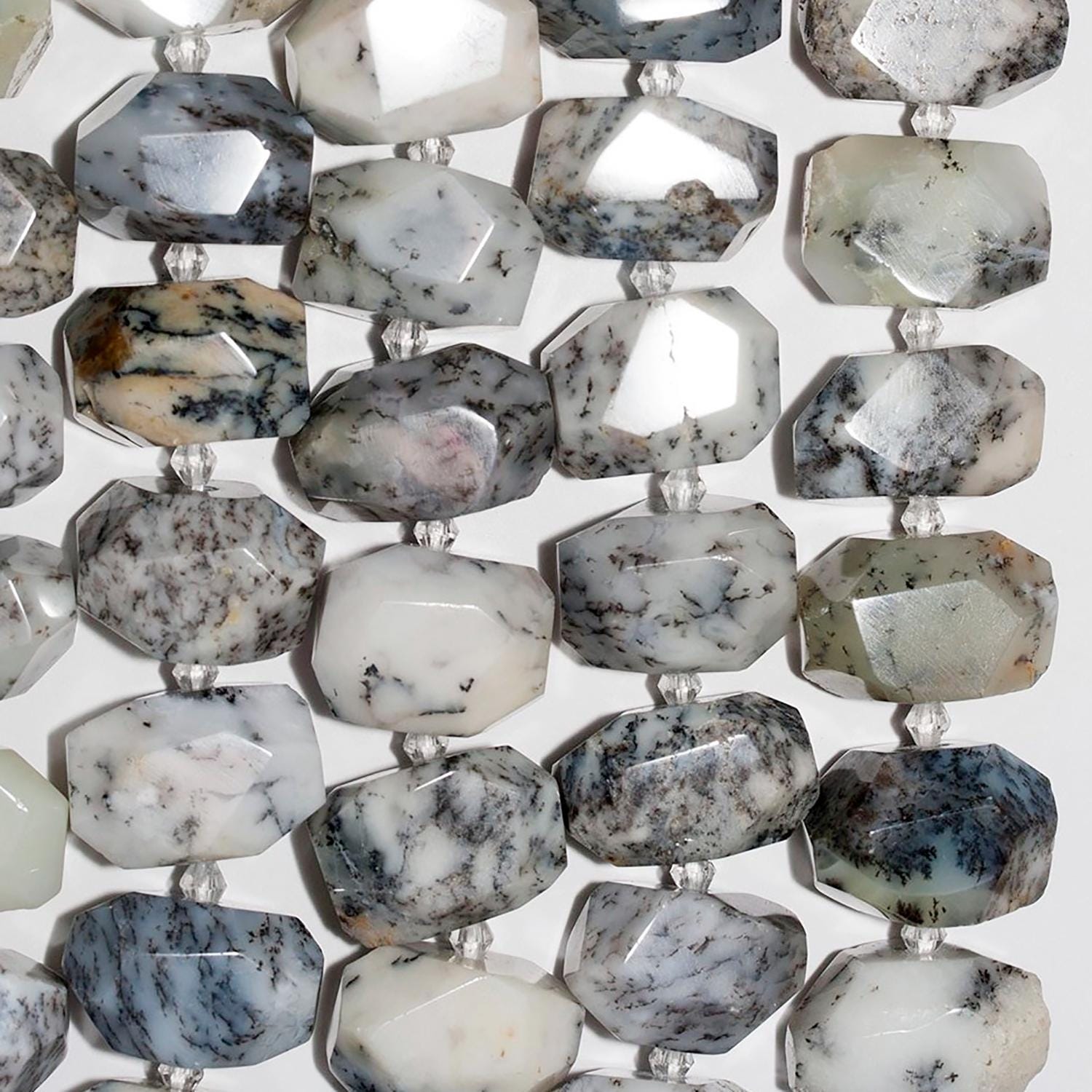 Cuentas facetadas de ópalo dendrítico de 40 cm (16"), 18 x 13 mm (aprox.), tira de 40 cm