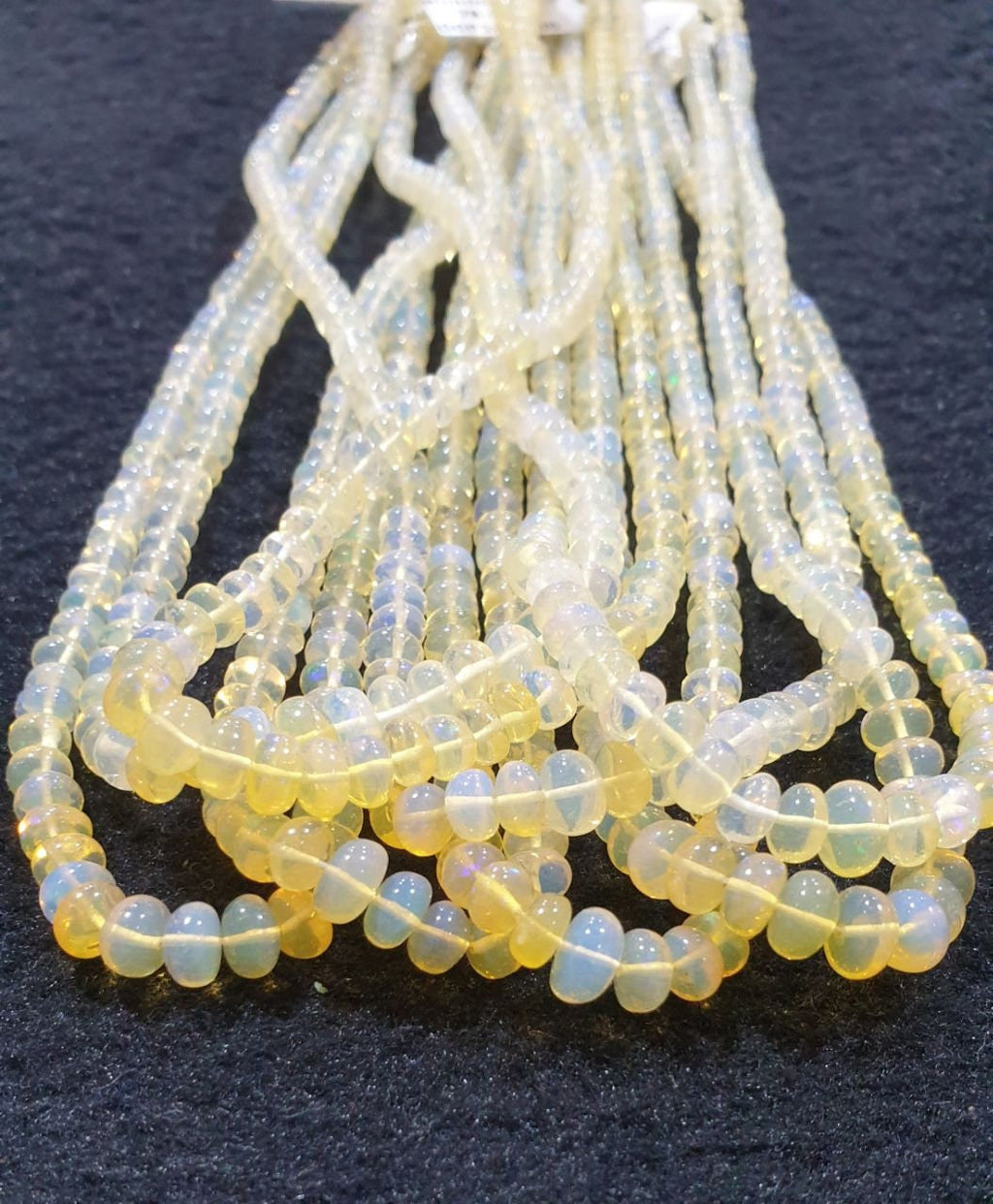 Cuentas redondas lisas graduadas de ópalo etíope de 16", 3 x 2-6 x 4 mm, hilo de 40 cm.