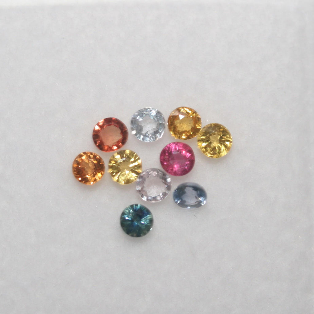 Lote de 10 zafiros multicolores redondos facetados de 2,3 mm - Paquetes de gemas - Piedras sueltas al por mayor - Gemas naturales