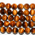 Cuentas redondas lisas de ojo de tigre de 16" (8 mm) - Hilo de 40 cm