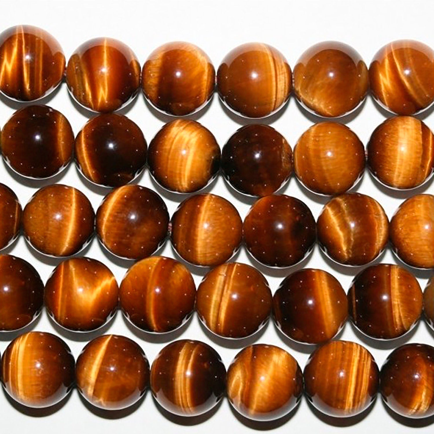 Cuentas redondas lisas de ojo de tigre de 16" (8 mm) - Hilo de 40 cm