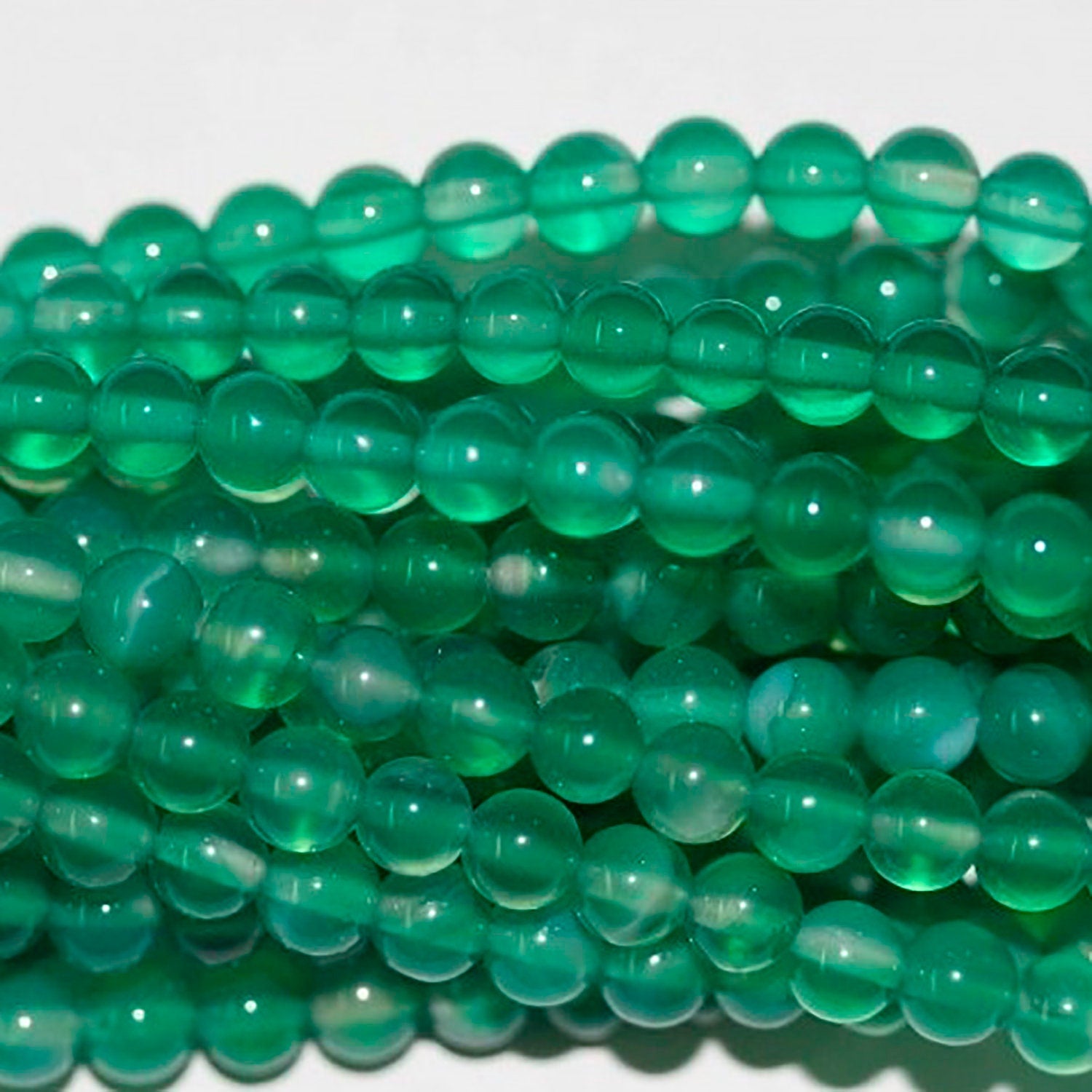13" St Green Agate Round Beads 2mm.-Strand 34cm