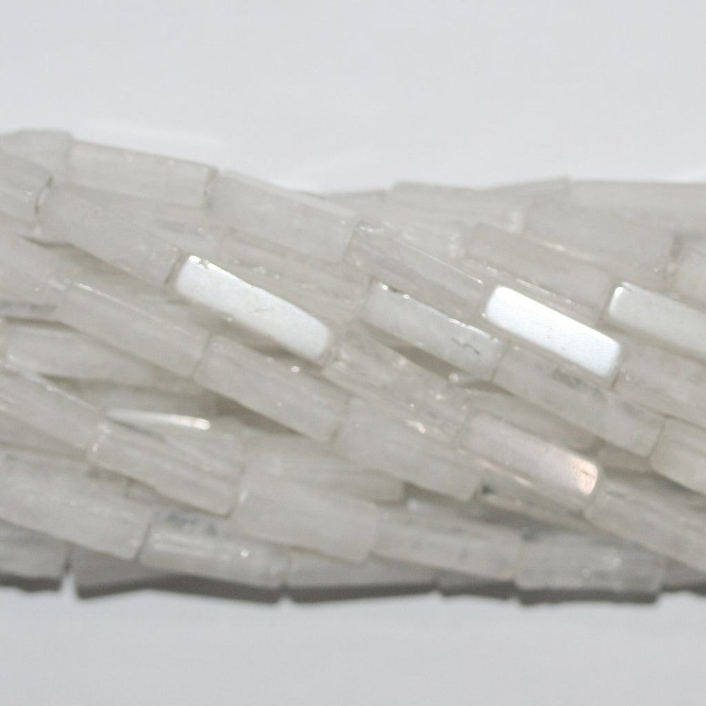 15" St Rock Crystal Quartz Smooth Brick Prism Beads 13x4mm.-Strand 39cm