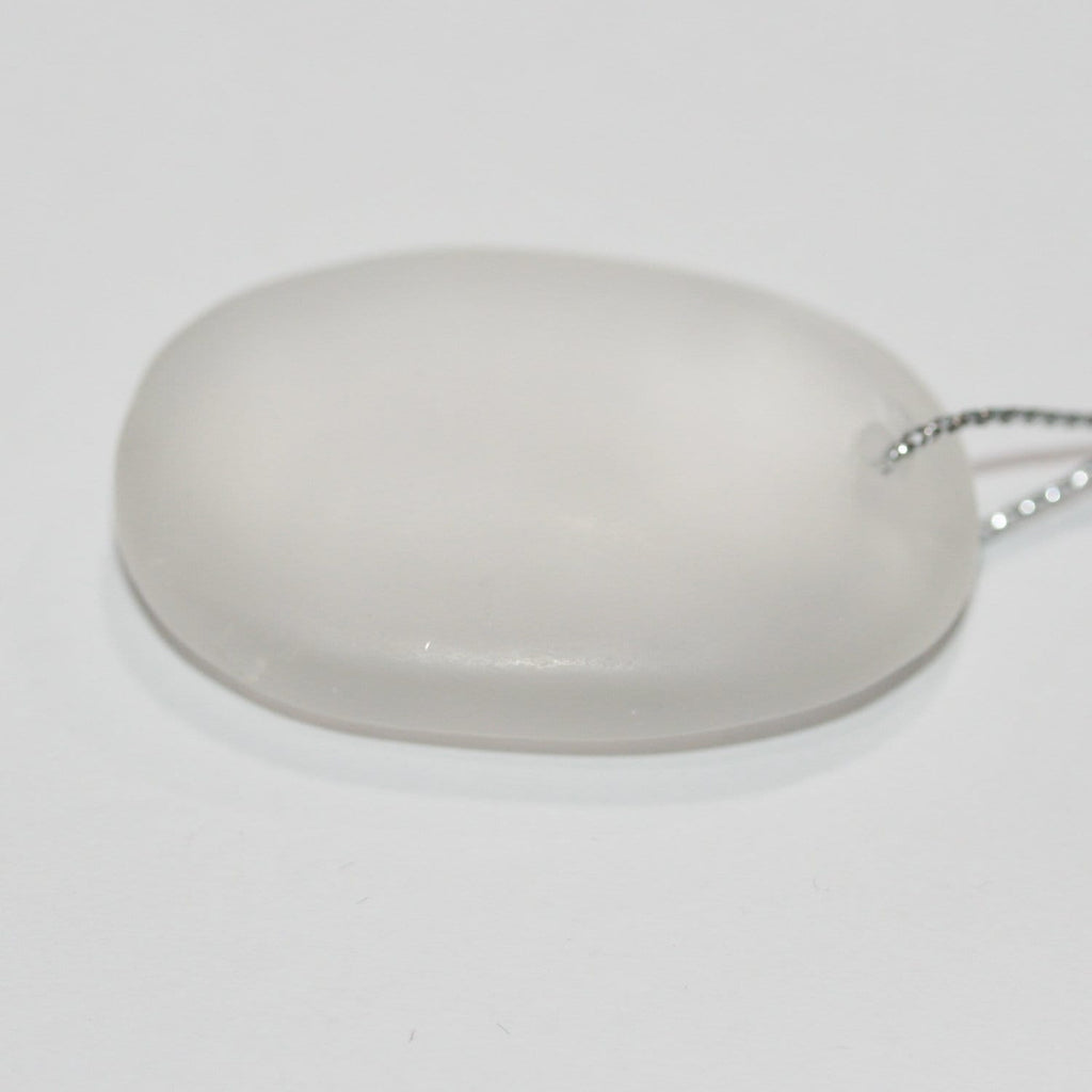 Colgante ovalado liso mate de cuarzo cristal de roca, 42 x 25 mm aprox. (1 unidad)
