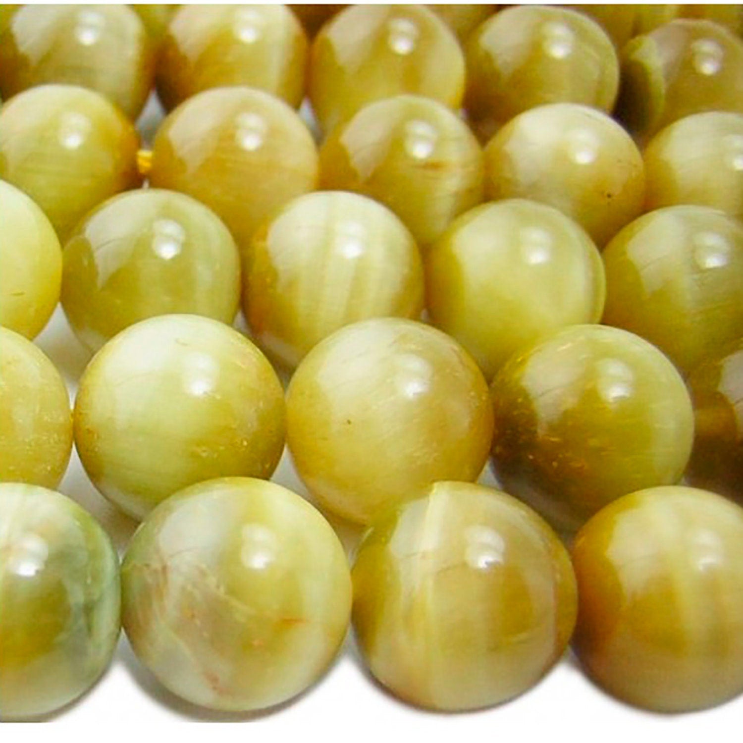 Cuentas redondas lisas de ojo de tigre de 16" (10 mm) - Hilo de 40 cm