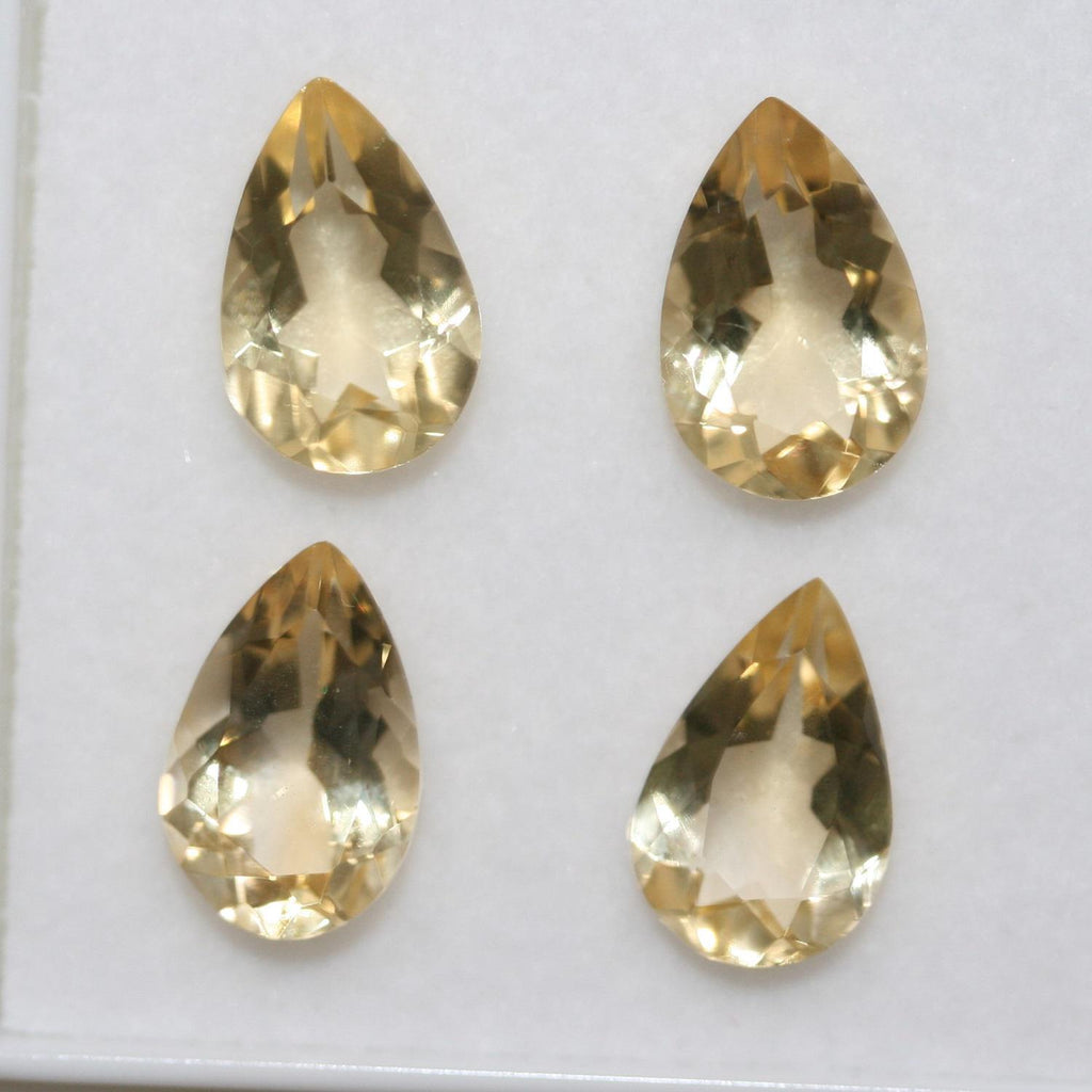 Lote de 4 piezas de citrino facetado gota 12x9 mm. (4 piezas).