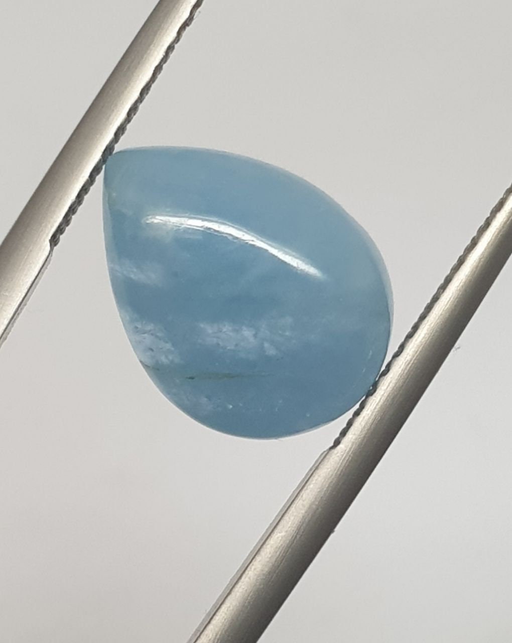 Top Blue Color Aquamarine Drop Cabochon 12.8x9.6mm. (4.15ct.) - DIY Jewellery Components Supplier- Natural Gems