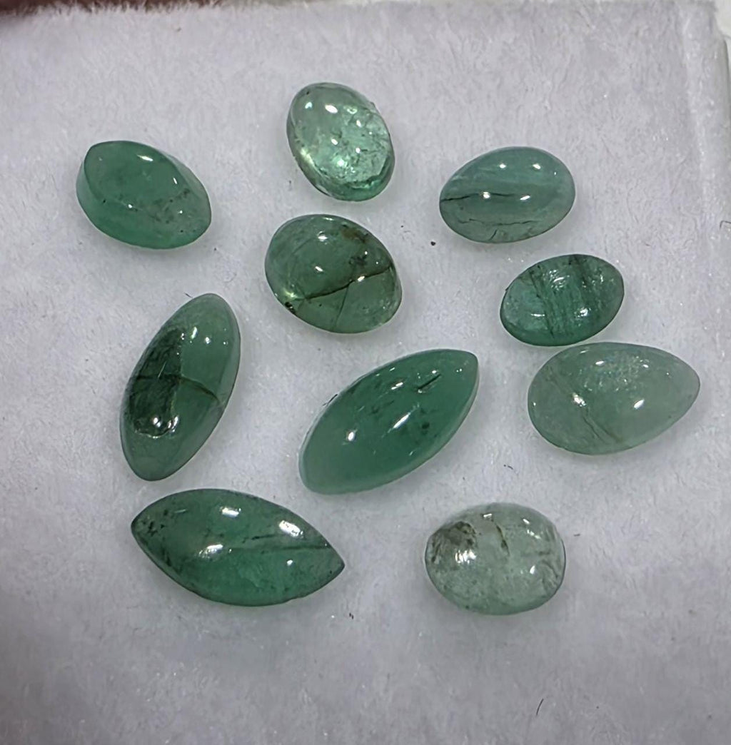 10 Pcs Lot Natural Emerald Oval Marquise Pear  Cabochon  Shape 3.5-6mm- Untreated Gemstone