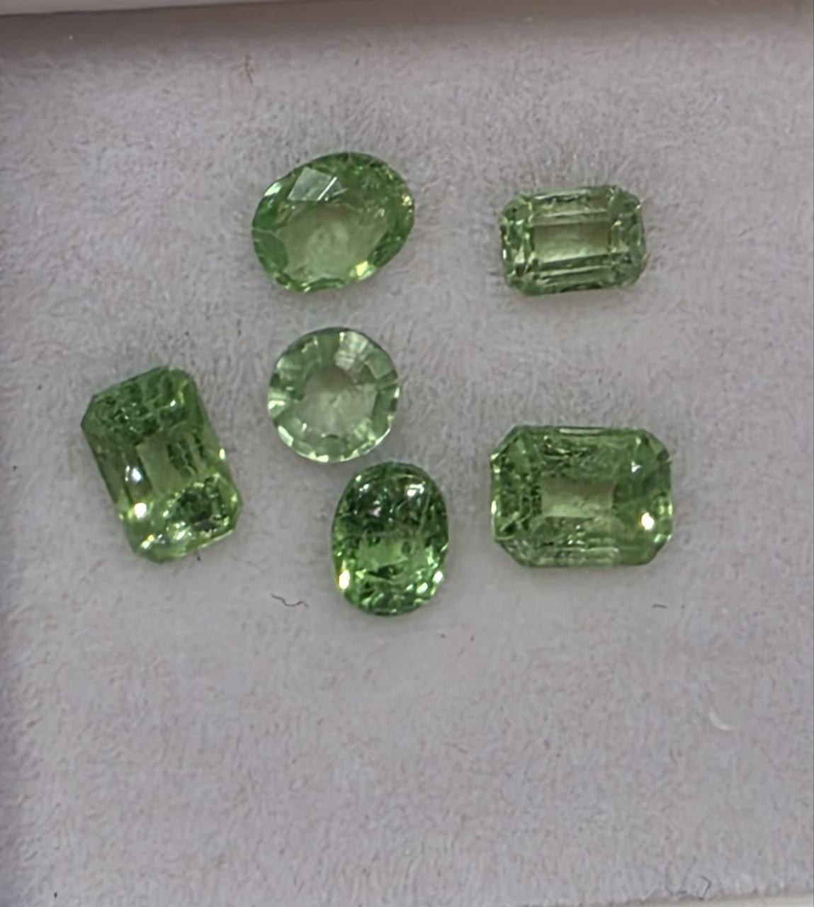 Lote de 6 piezas de granate tsavorita en formas mixtas (octógono, ovalado y redondo) - Parcelas de piedras preciosas - Piedras sueltas al por mayor