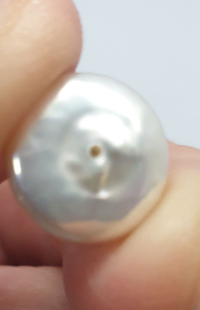 1 par de perlas de agua dulce semiperforadas de 13 mm con forma de moneda. Perla natural de alta calidad. Precio por par. Pendiente de perla semiperforado.