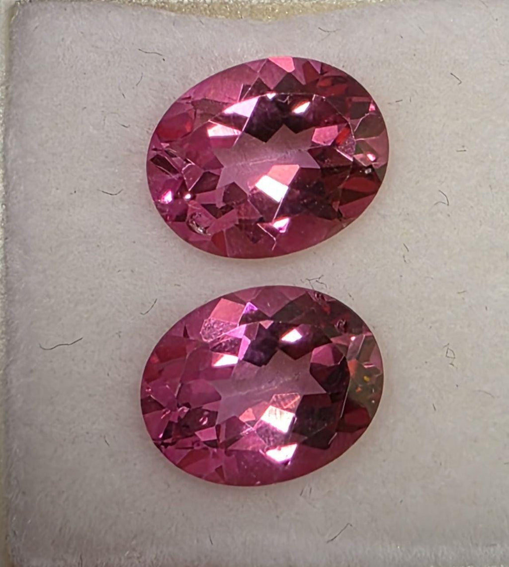 1 Pair AAA Pink Topaz Faceted Oval 10x8mm - Gems Gemstones Wholesale
