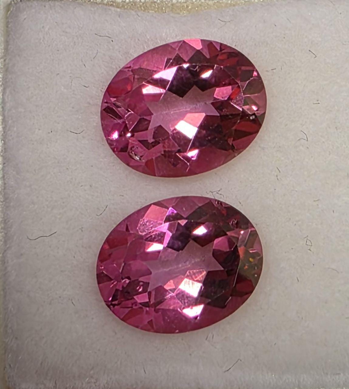 1 Pair AAA Pink Topaz Faceted Oval 10x8mm - Gems Gemstones Wholesale