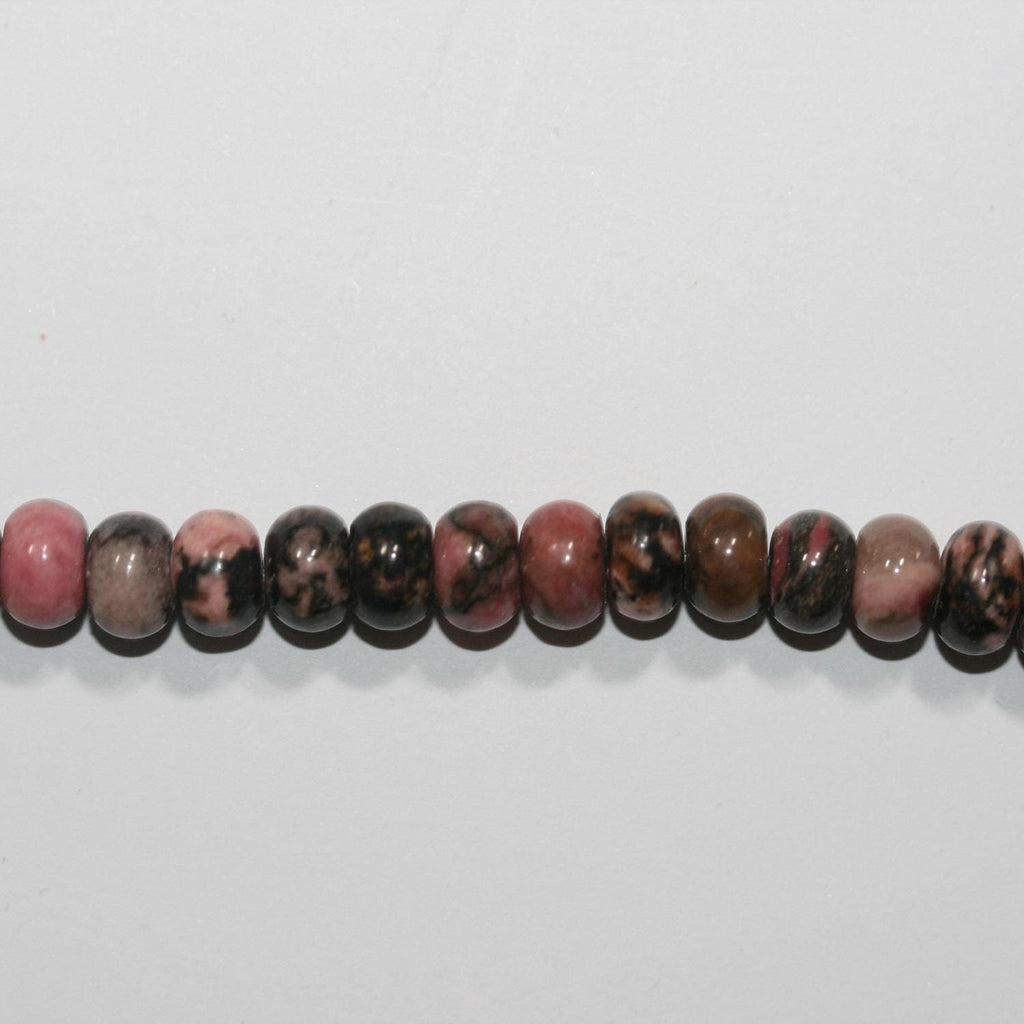 Perles rondelles lisses en rhodonite St 15" 8x5mm.-Rig 39cm.