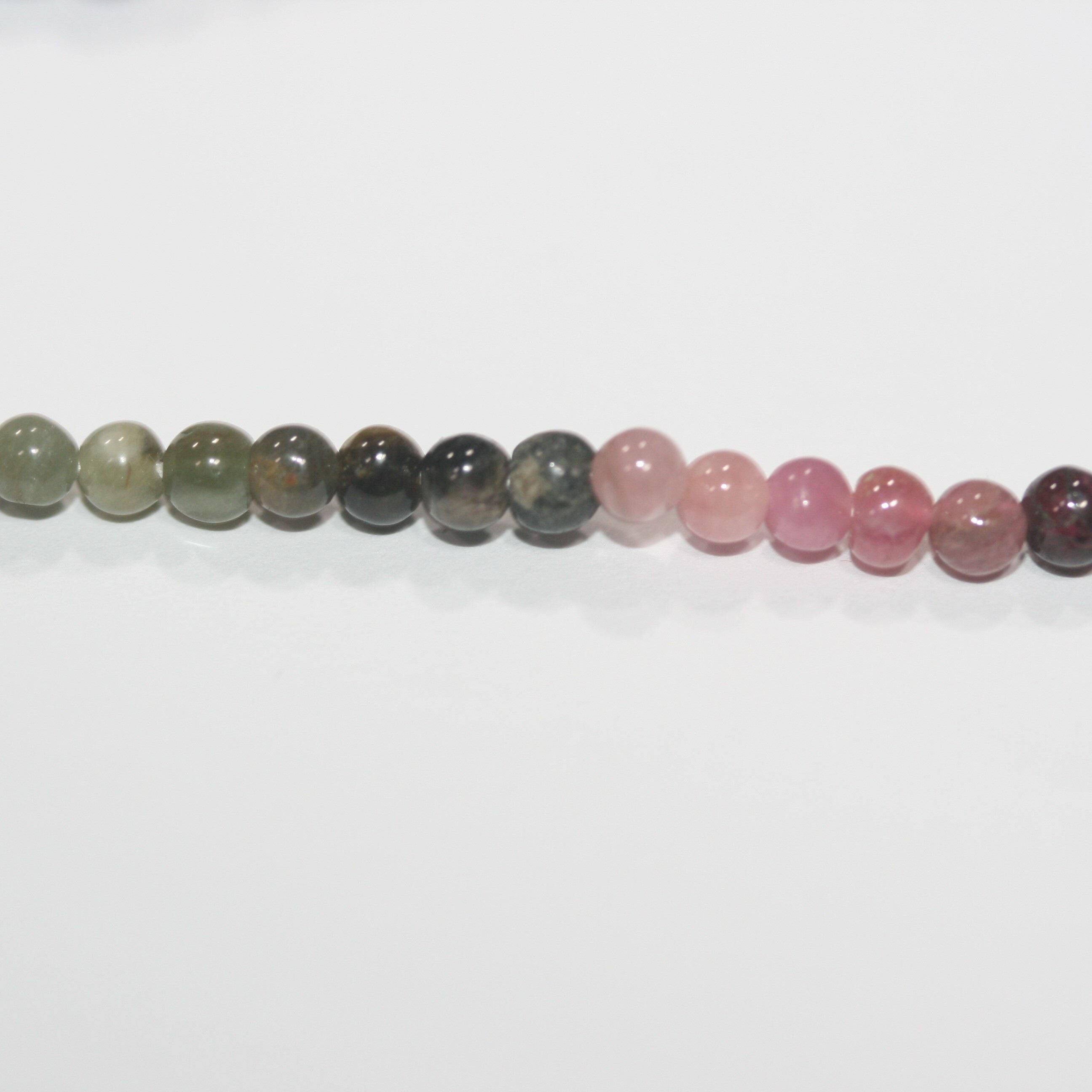 Perles rondes lisses en tourmaline St de 3,56 cm (14 pouces), 3 mm de diamètre. Fil de 34 cm. Réf. 3029