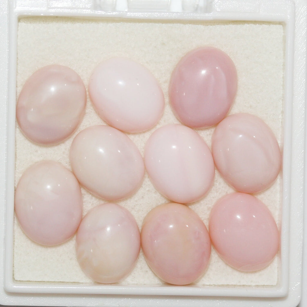 10 Pcs Lot Pink Opal Oval Cabochon 10x8 mm. (10 pcs.).