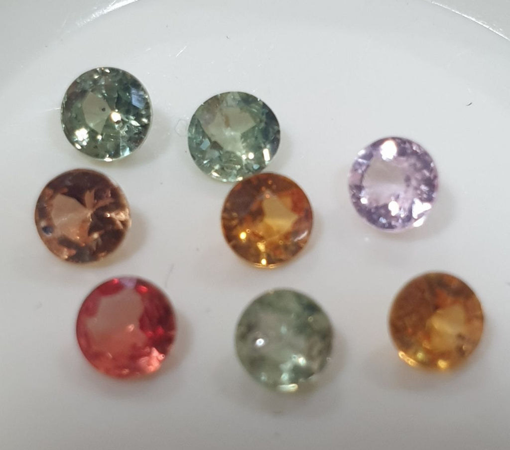 Lote de 8 zafiros multicolores redondos facetados de 3,5 mm - Paquetes de gemas - Piedras sueltas al por mayor - Gemas naturales
