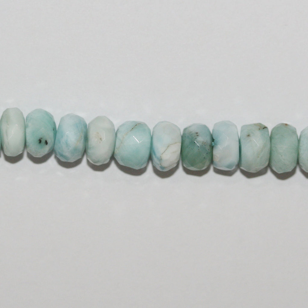 Cuentas redondas facetadas de St Larimar de 16", 7 x 4 mm, aprox. - Hilo de 41 cm.