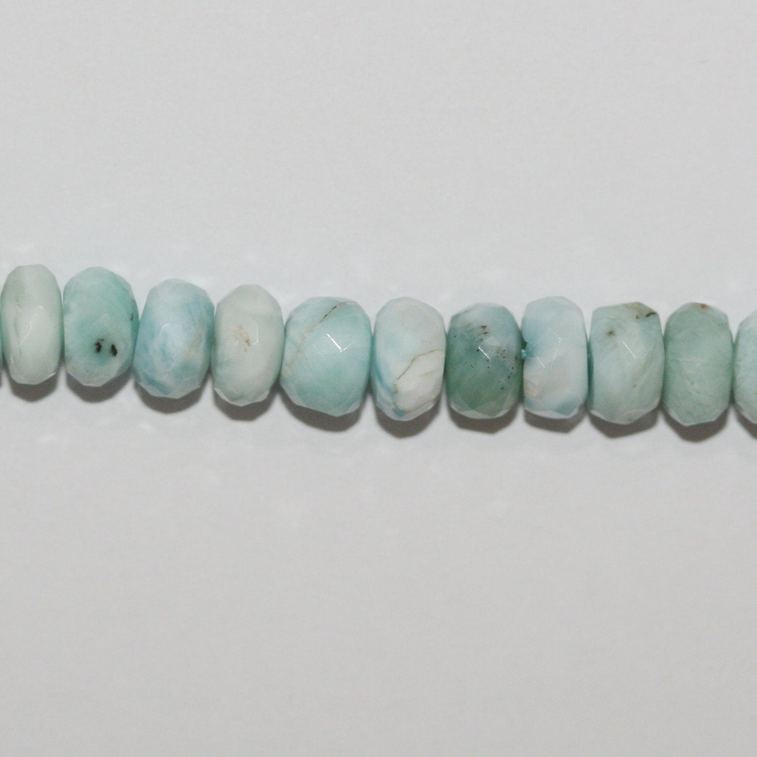 Cuentas redondas facetadas de St Larimar de 16", 7 x 4 mm, aprox. - Hilo de 41 cm.