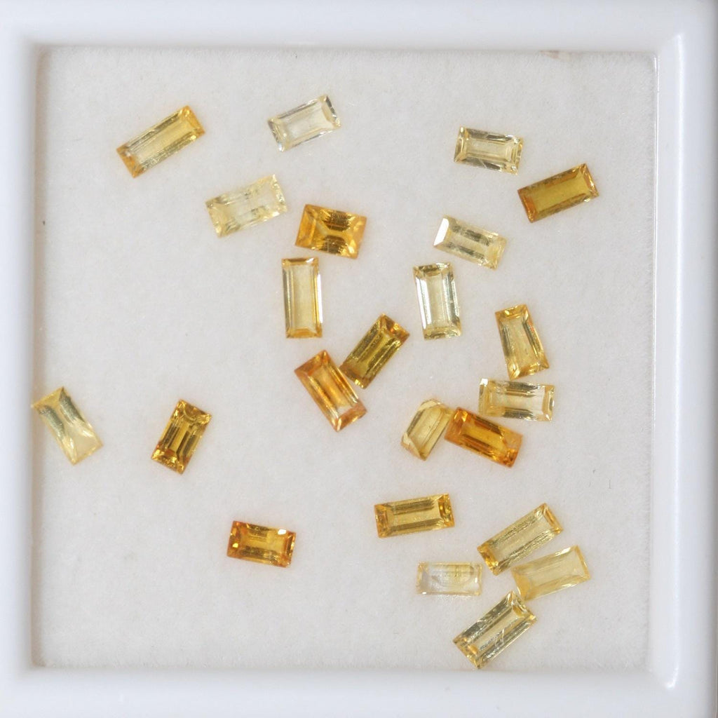 Lote de Zafiro Amarillo Baguette Facetado de 4x2mm - Lote de 3 Quilates -
