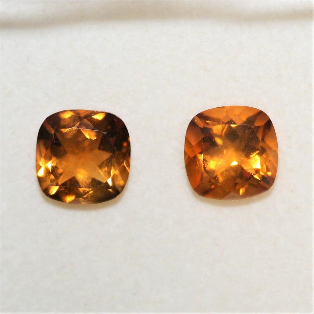 Lote de 2 piezas de citrino cuadrado facetado de 8 mm (2 piezas)