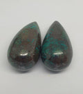 1 Pair Undrilled  Chrysocolla Drops 25.5x13.8mm . Natural Stone.Designer Pieces