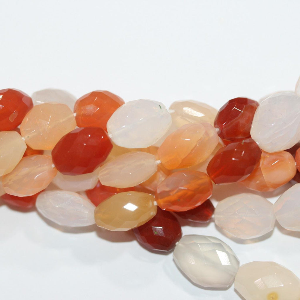 Cuentas ovaladas facetadas de ópalo de fuego mexicano de 16", 10 x 8 mm. Aprox. - Hilo de 40 cm.