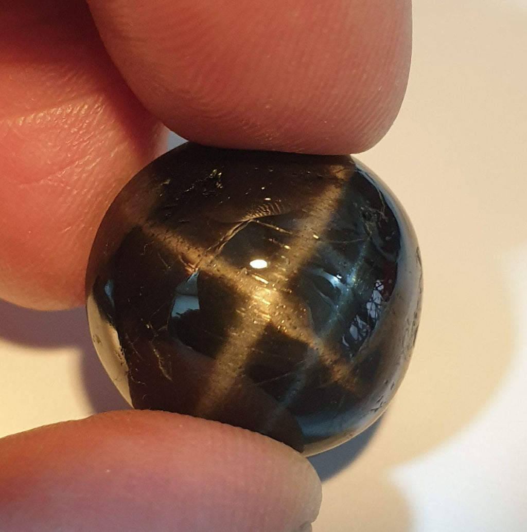 Black Star Diopside Perfect Asterism Round Cabochon TOP Quality 20.5mm 39.7ct - Perfect Star