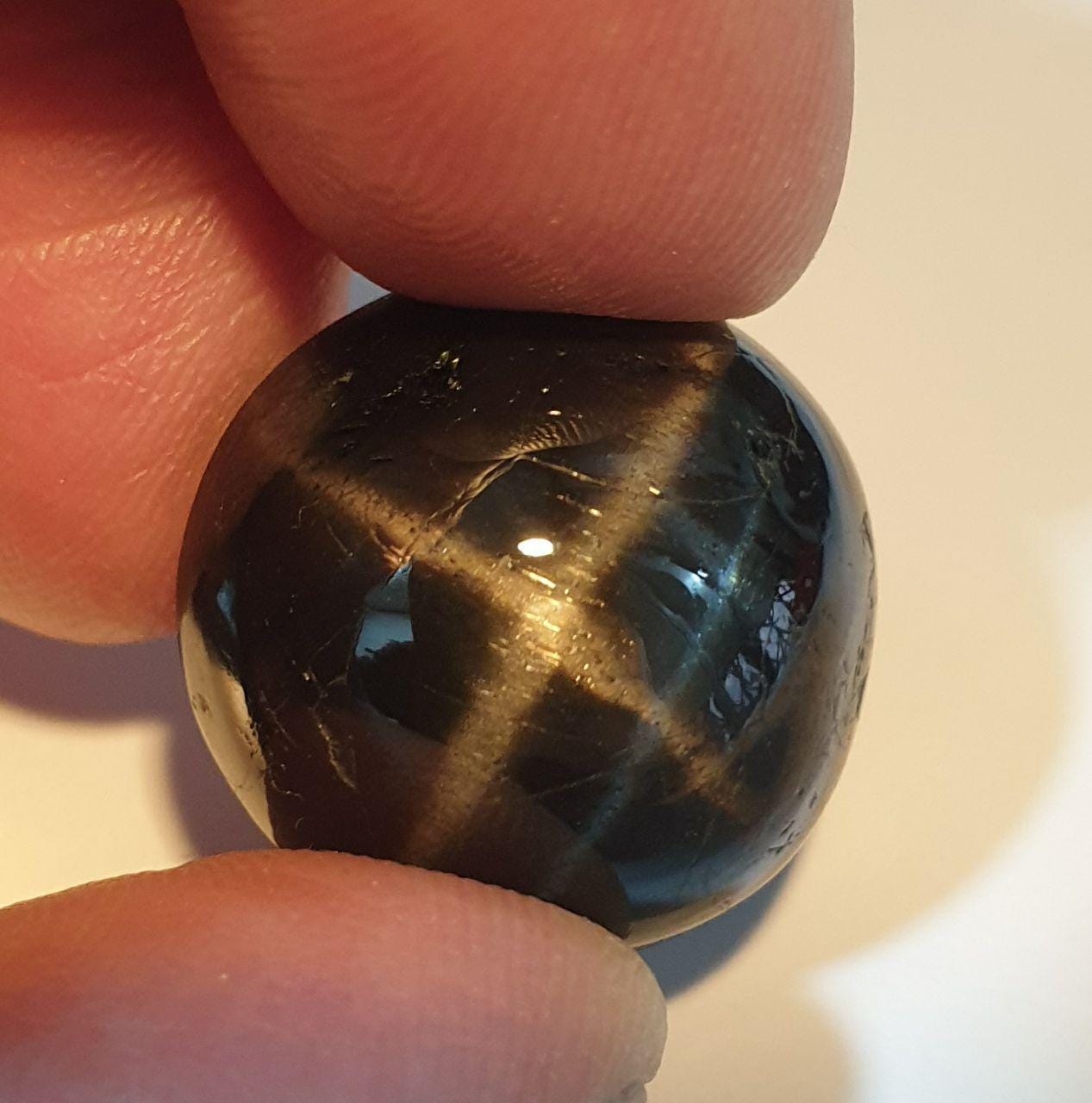 Black Star Diopside Perfect Asterism Round Cabochon TOP Quality 20.5mm 39.7ct - Perfect Star