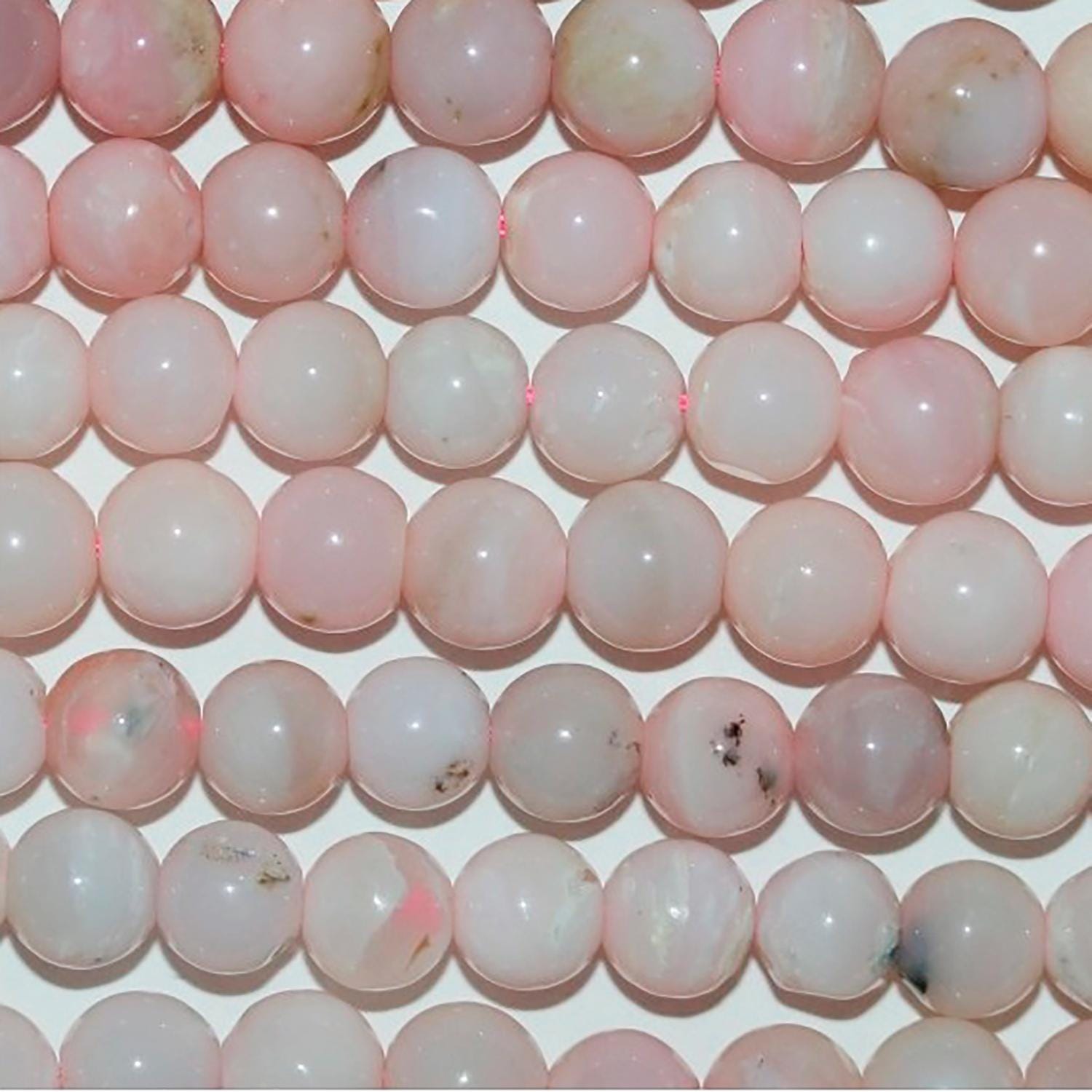 Cuentas redondas lisas de ópalo rosa de 40 cm (16"), 6-7 mm (tira de 40 cm)