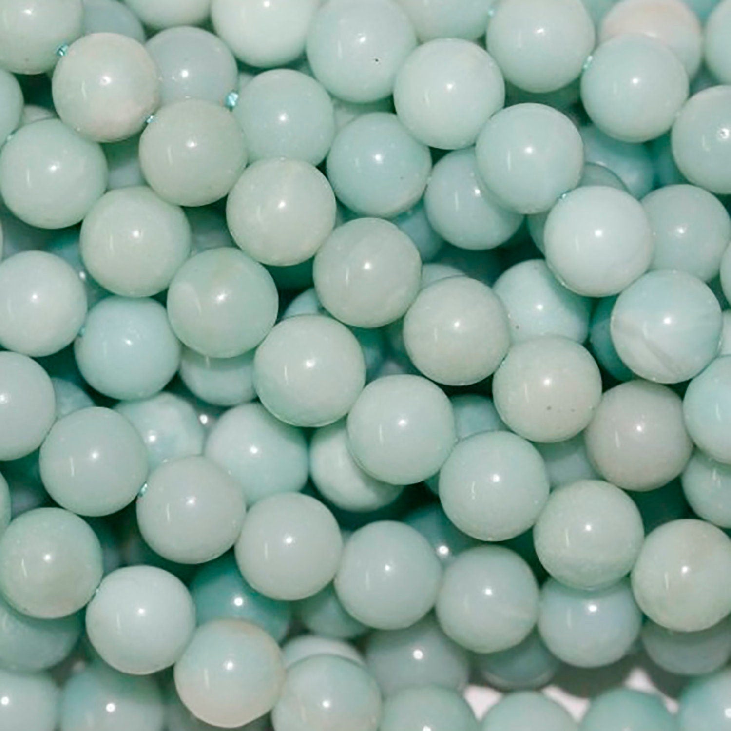 Cuentas redondas lisas de amazonita de 16" (8 mm) - Hilo de 40 cm