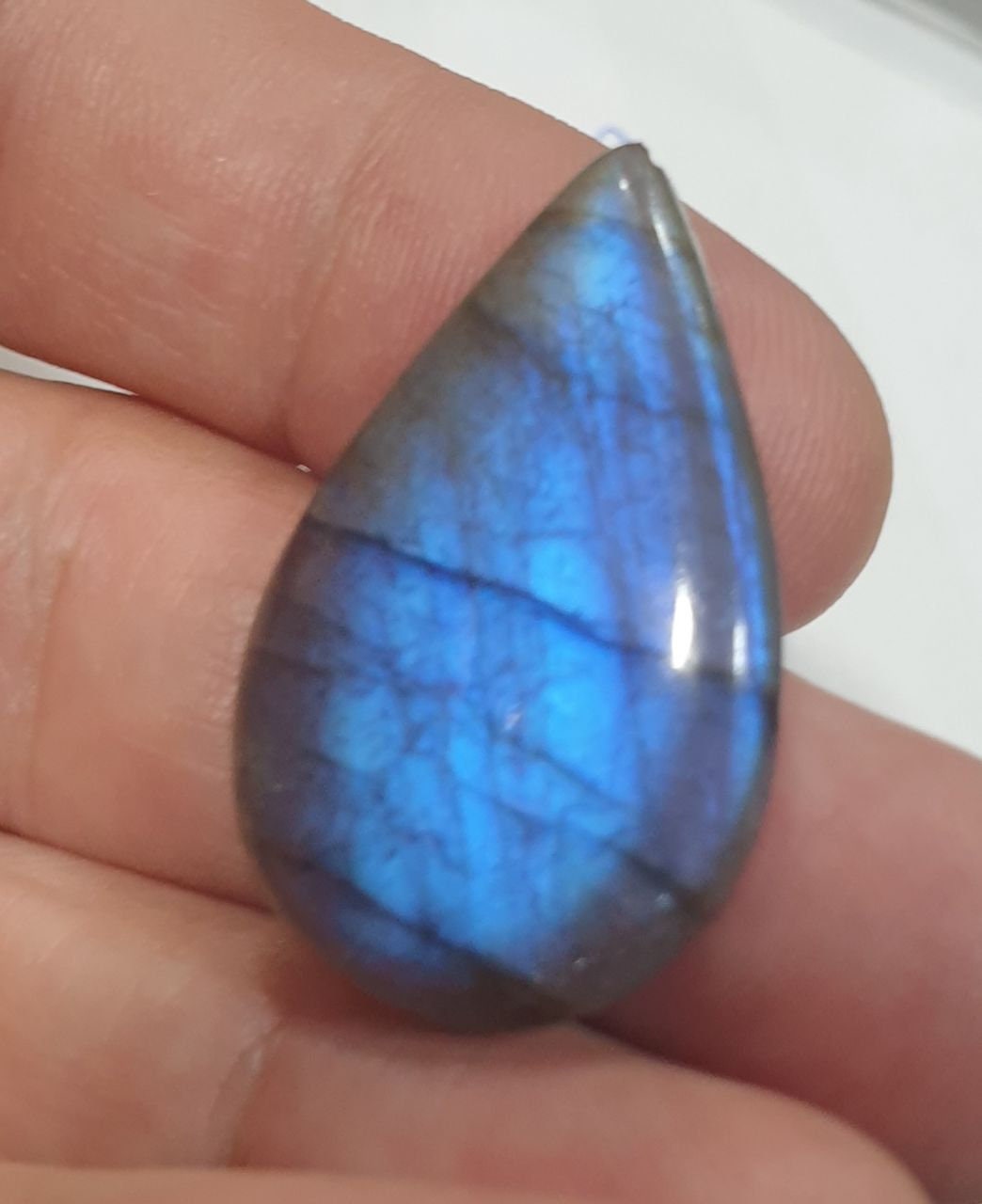 AAA Blue Fire Labradorite Drop Cabochon  33.4x21.4mm- Blue Fire labradorite