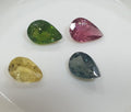 Lot de tourmalines multicolores à facettes en forme de goutte 6x4 mm (4 pièces) - Pierres précieuses en vrac - Prix de gros - Gemmes naturelles