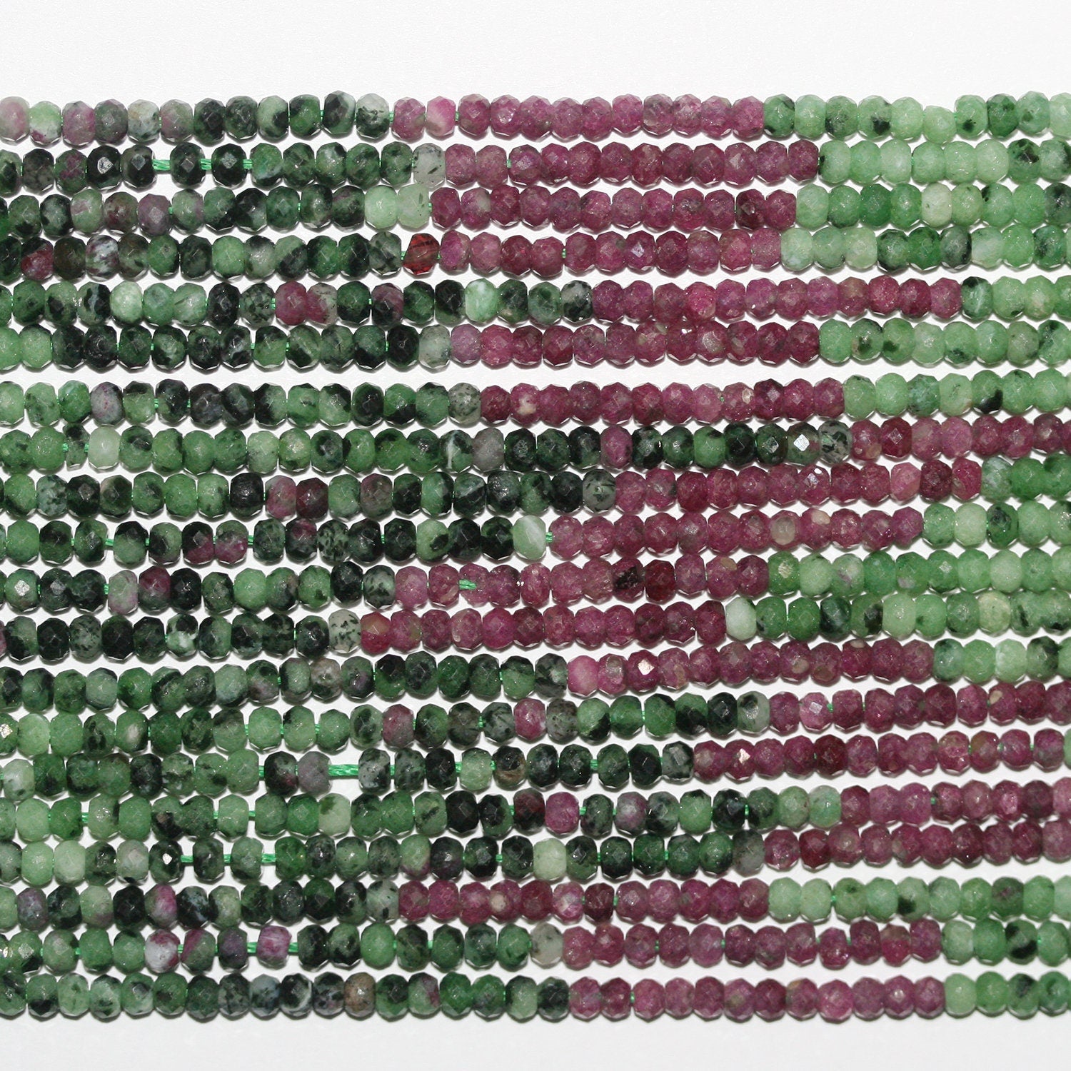 Perles rondelles à facettes en zoïsite rubis St, 3 x 2 mm, 15 pouces (38 cm) - Fil de 39 cm