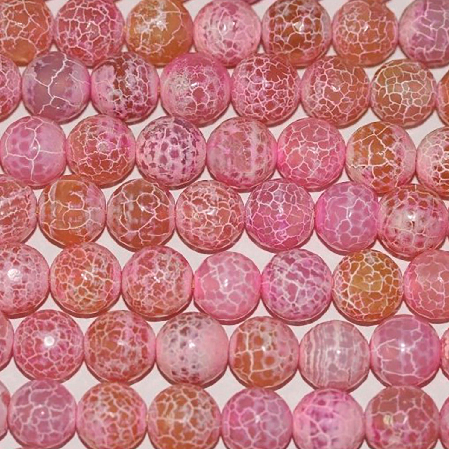 Cuentas redondas facetadas de ágata rosa de 16" (14 mm) - Hilo de 40 cm