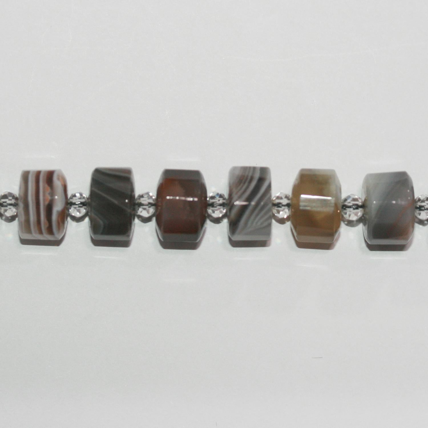 Perles rondelles à facettes en agate St Botswana 15" 12x8mm.-Rig.39cm.